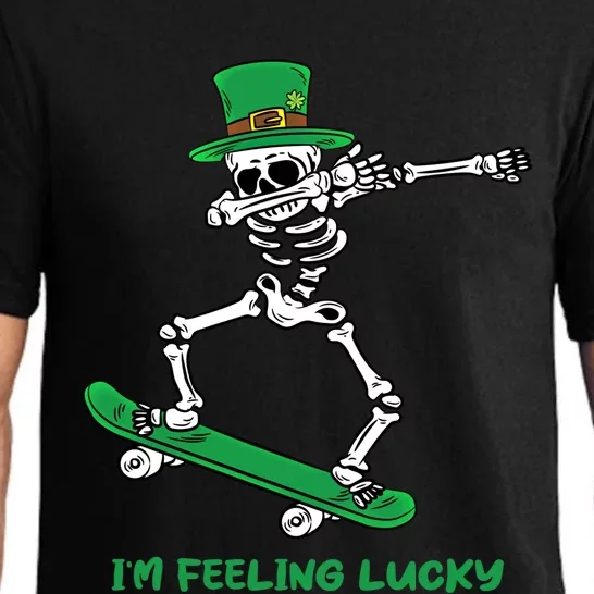 Im Feeling Lucky St Patricks Day Dabbing Skeleton Skateboard Great Gift Pajama Set