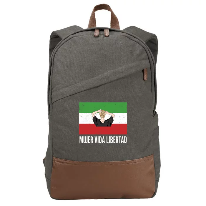 Iranian Flag Life Freedom Spanish Mujer Vida Liberdad Cool Gift Cotton Canvas Backpack