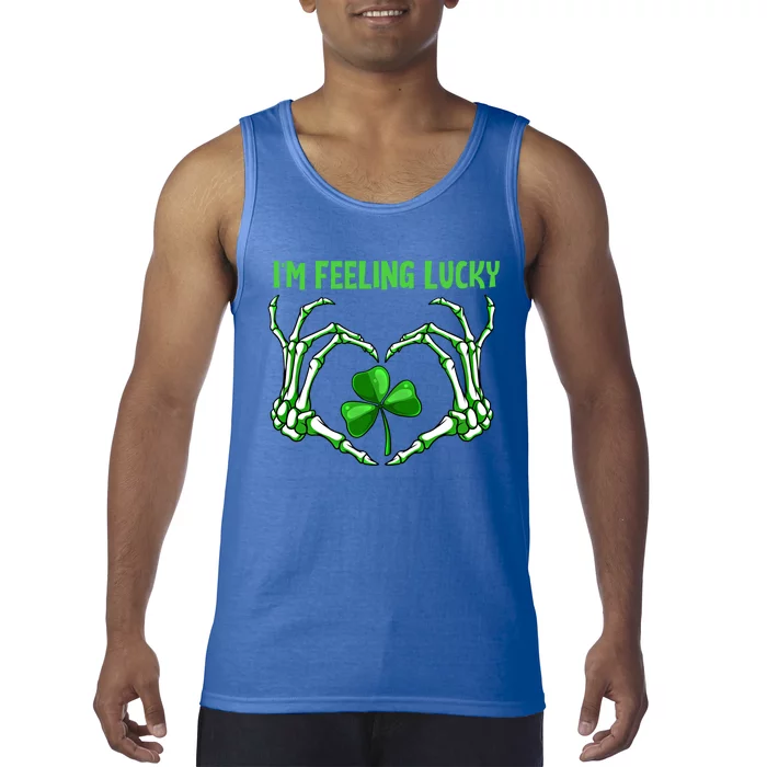 Im Feeling Lucky St Patricks Day Skeleton Hand Shamrock Cool Gift Tank Top