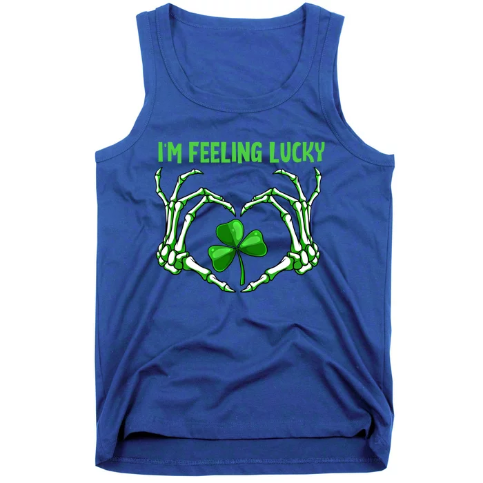 Im Feeling Lucky St Patricks Day Skeleton Hand Shamrock Cool Gift Tank Top