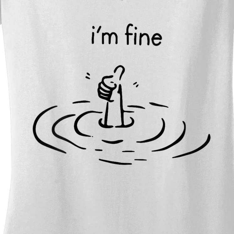 IM Fine Like Hand Thumbs Up On Water Surface IM Fine Women's V-Neck T-Shirt