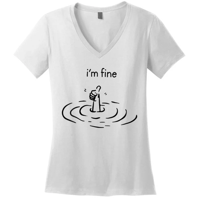 IM Fine Like Hand Thumbs Up On Water Surface IM Fine Women's V-Neck T-Shirt