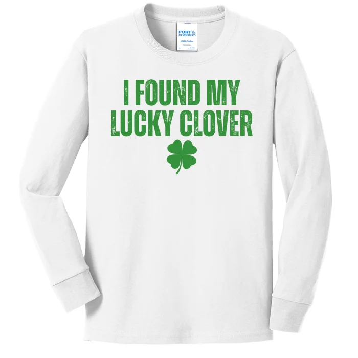 I Found My Lucky Clover St Patricks Day Kids Long Sleeve Shirt