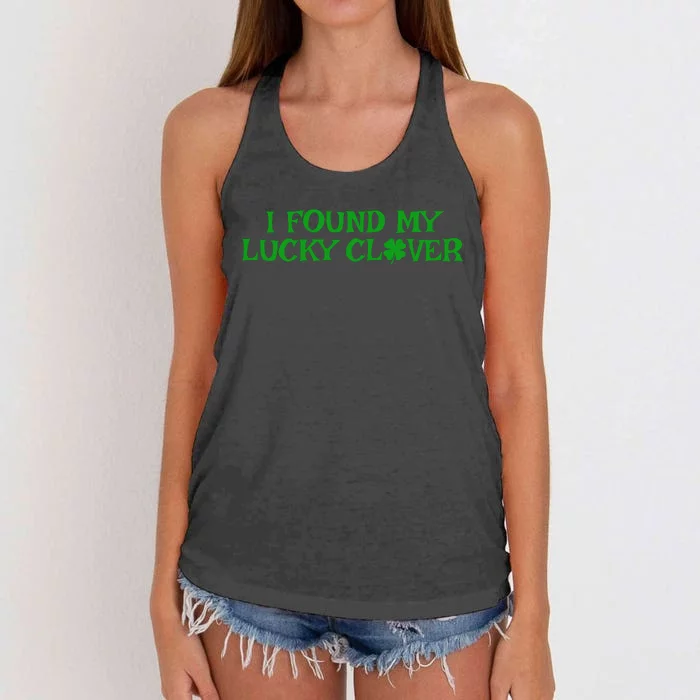 I Found My Lucky Clover St Patricks Day Women's Knotted Racerback Tank