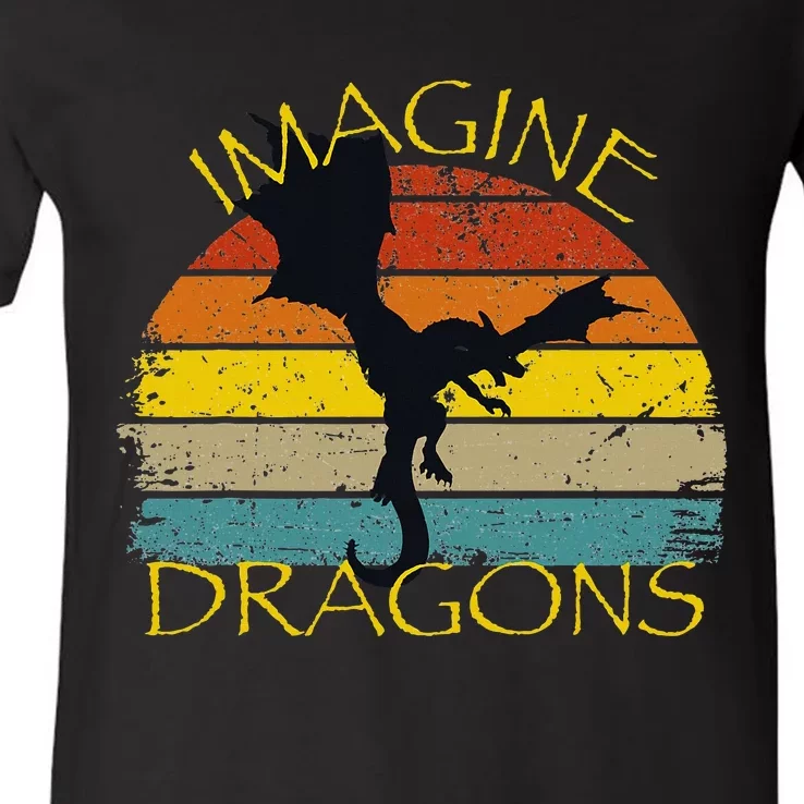 Imagine Fantasy Mythical Dragon Wings V-Neck T-Shirt