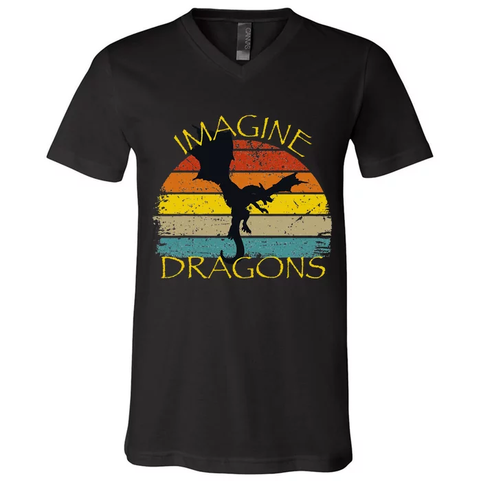 Imagine Fantasy Mythical Dragon Wings V-Neck T-Shirt