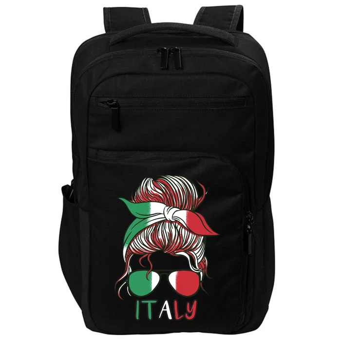 Italy Flag Messy Bun Italian Impact Tech Backpack