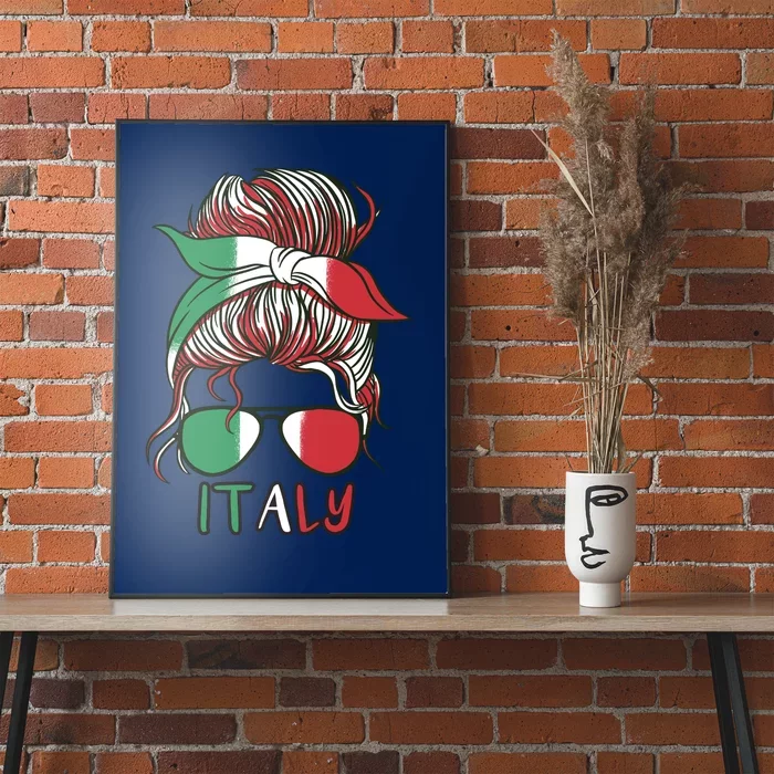 Italy Flag Messy Bun Italian Poster