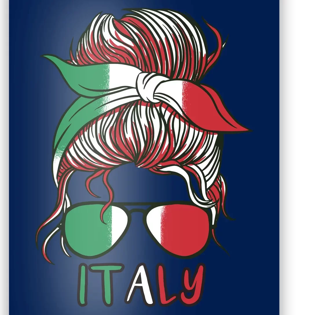 Italy Flag Messy Bun Italian Poster