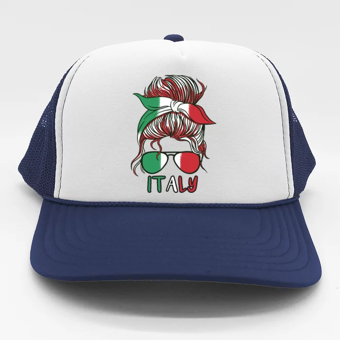 Italy Flag Messy Bun Italian Trucker Hat