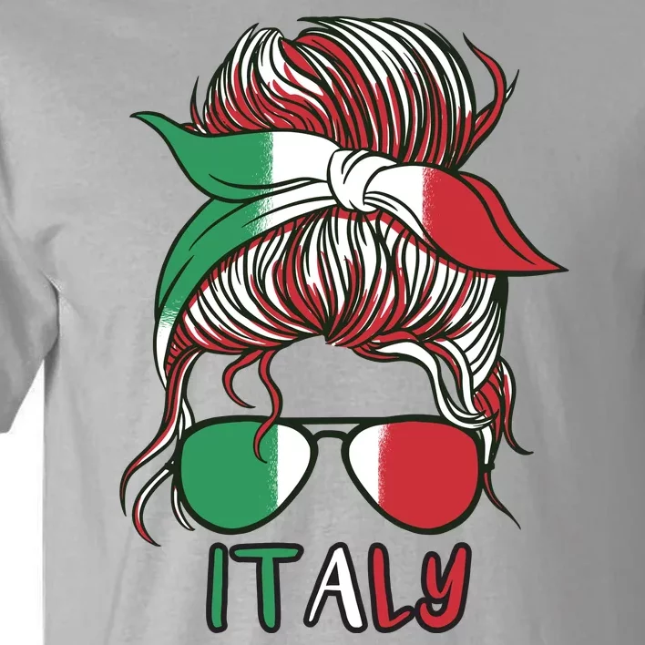 Italy Flag Messy Bun Italian Tall T-Shirt