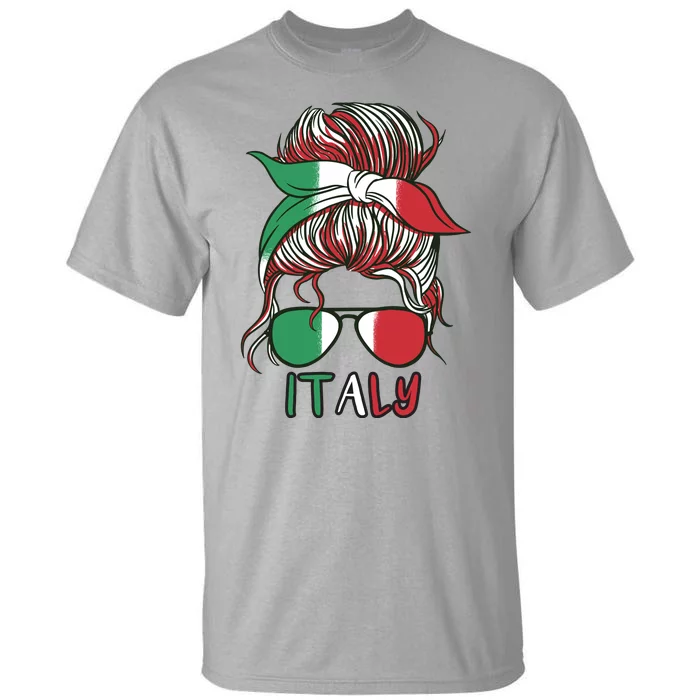 Italy Flag Messy Bun Italian Tall T-Shirt