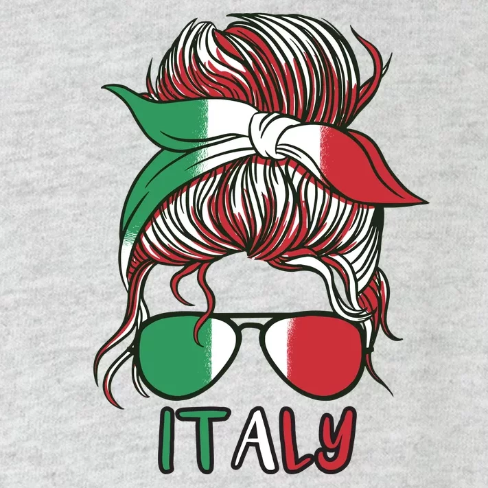 Italy Flag Messy Bun Italian Toddler Long Sleeve Shirt