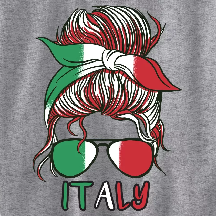 Italy Flag Messy Bun Italian Kids Sweatshirt