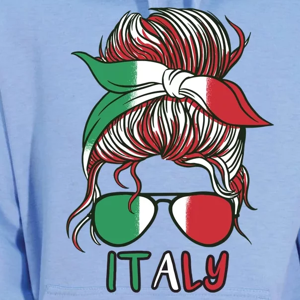 Italy Flag Messy Bun Italian Unisex Surf Hoodie