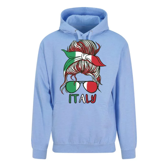 Italy Flag Messy Bun Italian Unisex Surf Hoodie