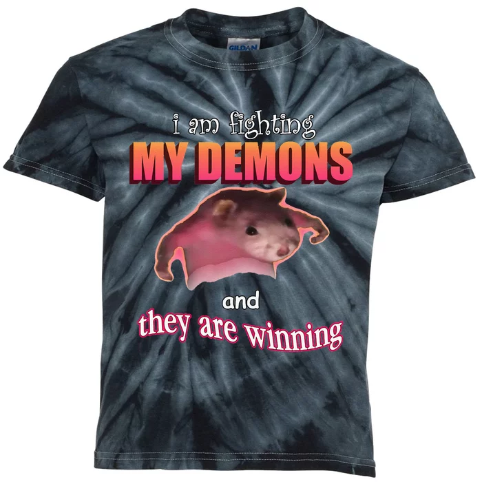 Im Fighting My Demons And They Are Winning Rat Word Art Meme Kids Tie-Dye T-Shirt