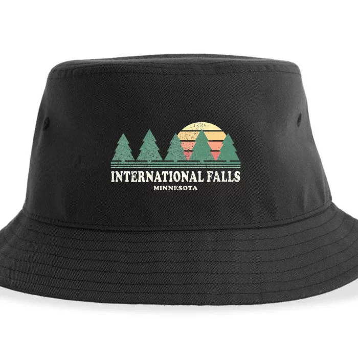 International Falls Mn Vintage Throwback Retro 70s Sustainable Bucket Hat