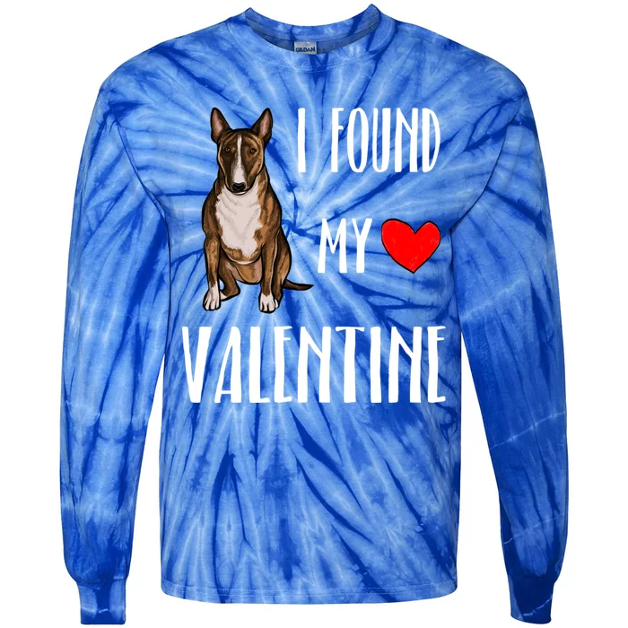 I Found My Valentine Day Miniature Bull Terrier Dog Lover Gift Tie-Dye Long Sleeve Shirt