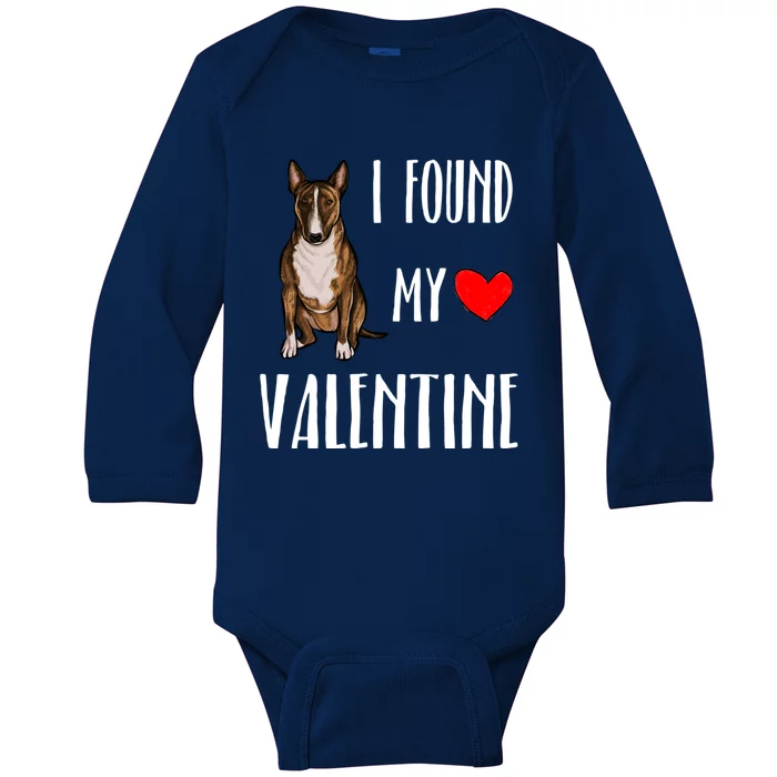 I Found My Valentine Day Miniature Bull Terrier Dog Lover Gift Baby Long Sleeve Bodysuit