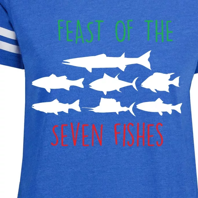 Italy Feast Of The Seven Fishes Italian Christmas Eve Enza Ladies Jersey Football T-Shirt