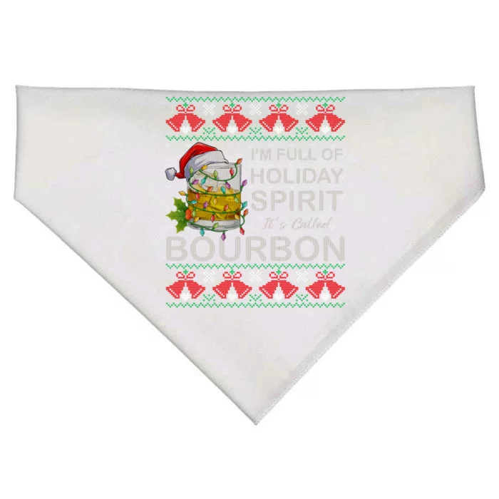 I'm Full Of Holiday Spirit Bourbon Ugly Christmas Sweater Gift USA-Made Doggie Bandana