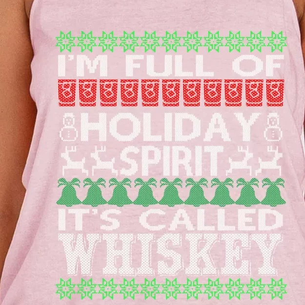 I'm Full Of Holiday Spirit Called Whiskey Ugly Xmas Gift Women's Knotted Racerback Tank