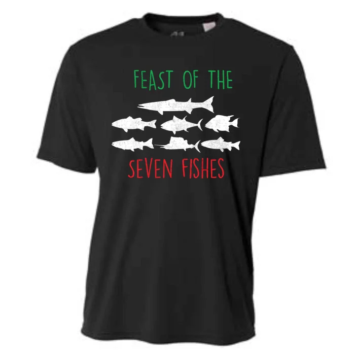 Italy Feast Of The Seven Fishes Italian Christmas Eve Funny Gift Cooling Performance Crew T-Shirt