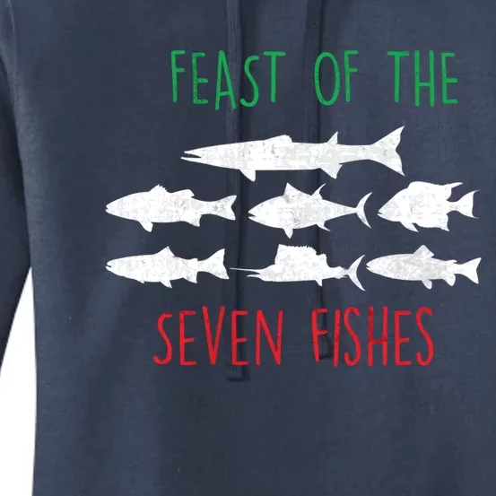 Italy Feast Of The Seven Fishes Italian Christmas Eve Funny Gift Women's Pullover Hoodie