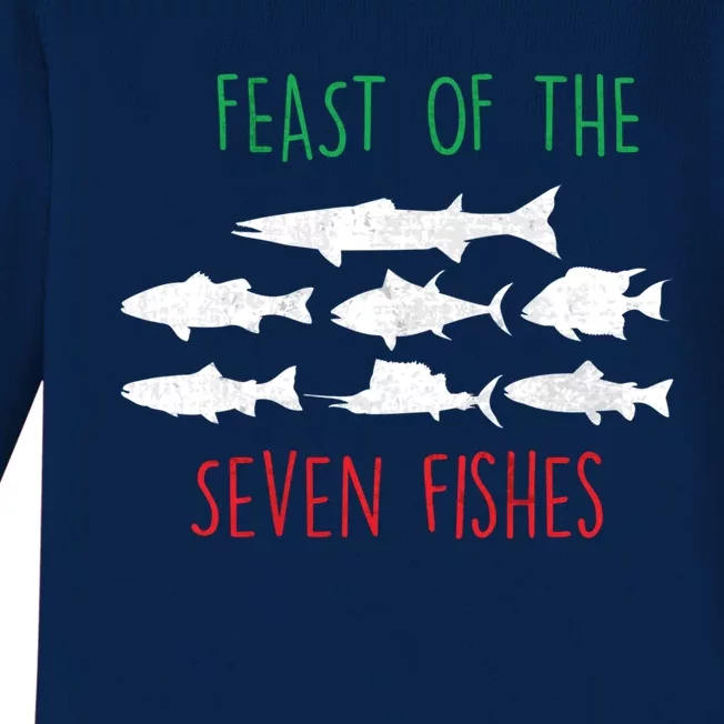 Italy Feast Of The Seven Fishes Italian Christmas Eve Funny Gift Baby Long Sleeve Bodysuit