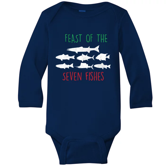 Italy Feast Of The Seven Fishes Italian Christmas Eve Funny Gift Baby Long Sleeve Bodysuit