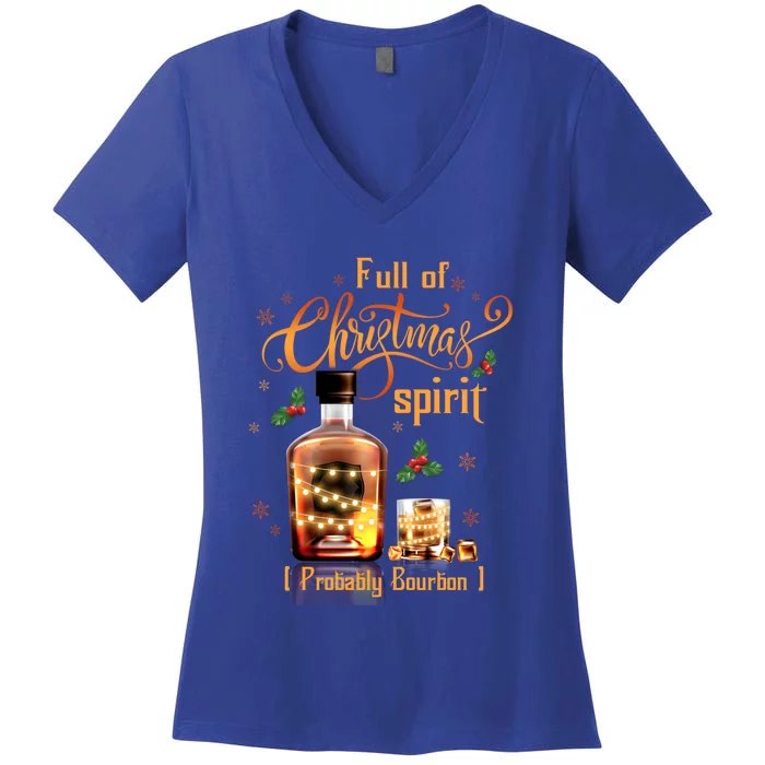 IM Full Of Holiday Spirit Bourbon Ugly Christmas Cool Gift Women's V-Neck T-Shirt