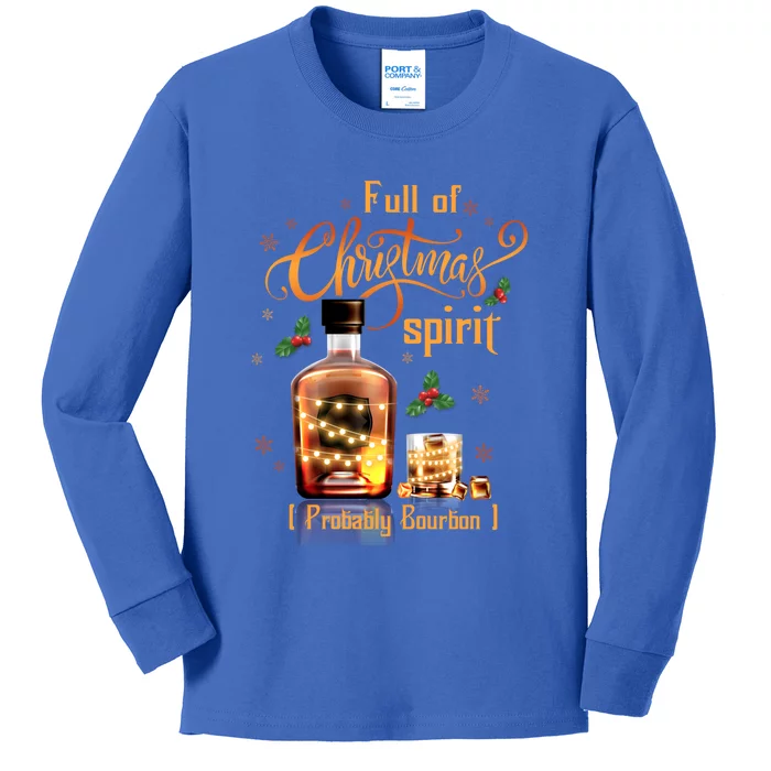 IM Full Of Holiday Spirit Bourbon Ugly Christmas Cool Gift Kids Long Sleeve Shirt