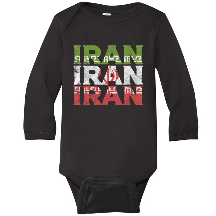 Iranian Flag Pride Iran Roots Women Gift Baby Long Sleeve Bodysuit