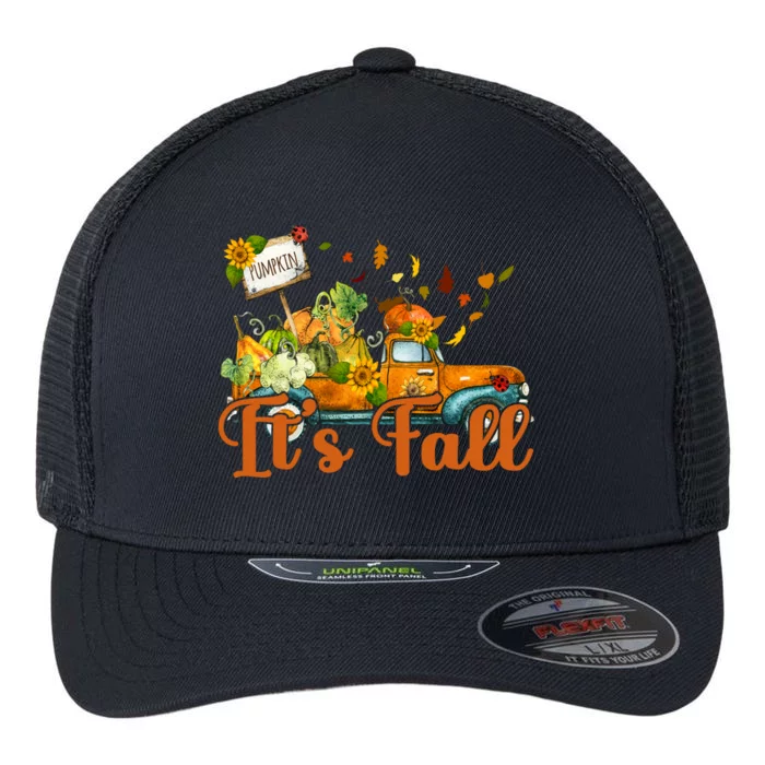 Its Fall Pumpkin Vintage Truck Flexfit Unipanel Trucker Cap