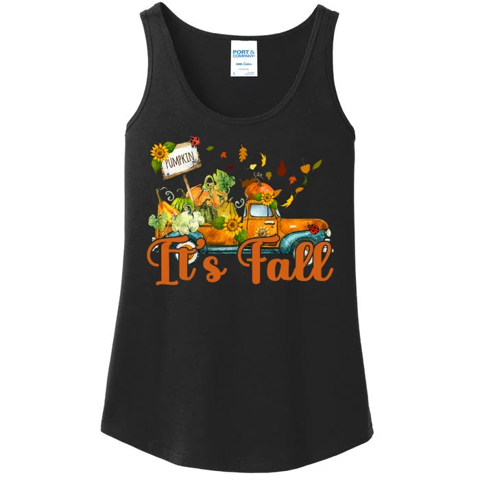 Its Fall Pumpkin Vintage Truck Ladies Essential Tank