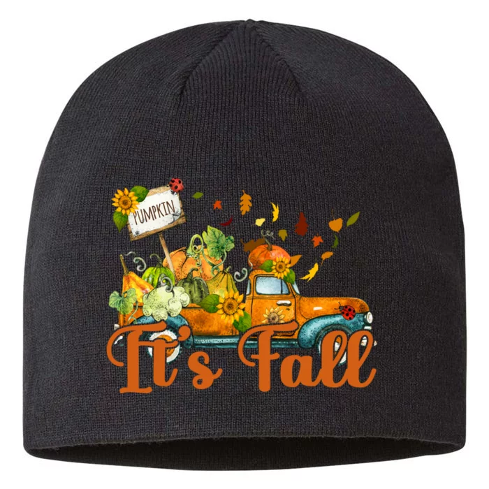 Its Fall Pumpkin Vintage Truck 8 1/2in Sustainable Knit Beanie