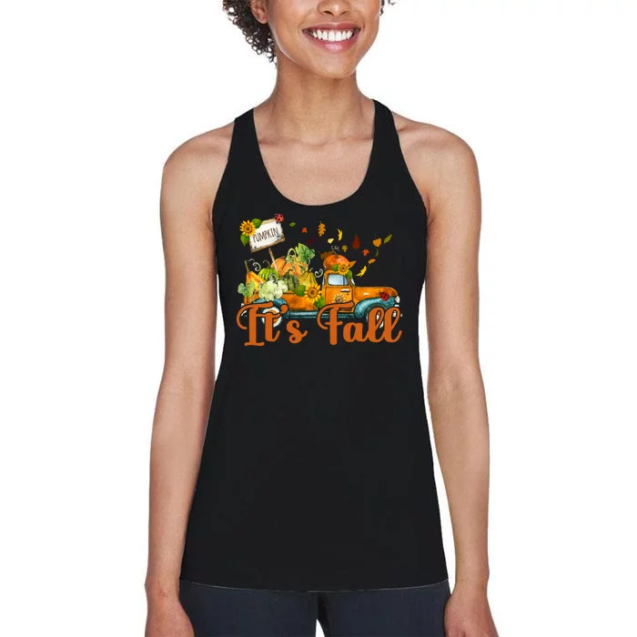 Its Fall Pumpkin Vintage Truck Women's Racerback Tank