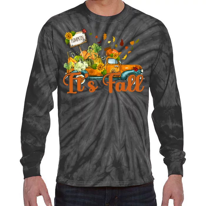 Its Fall Pumpkin Vintage Truck Tie-Dye Long Sleeve Shirt