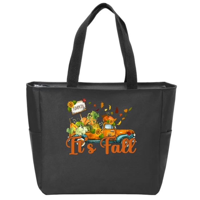 Its Fall Pumpkin Vintage Truck Zip Tote Bag