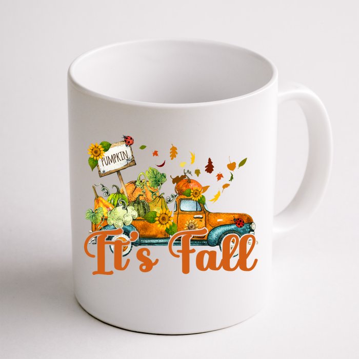 Its Fall Pumpkin Vintage Truck Front & Back Coffee Mug