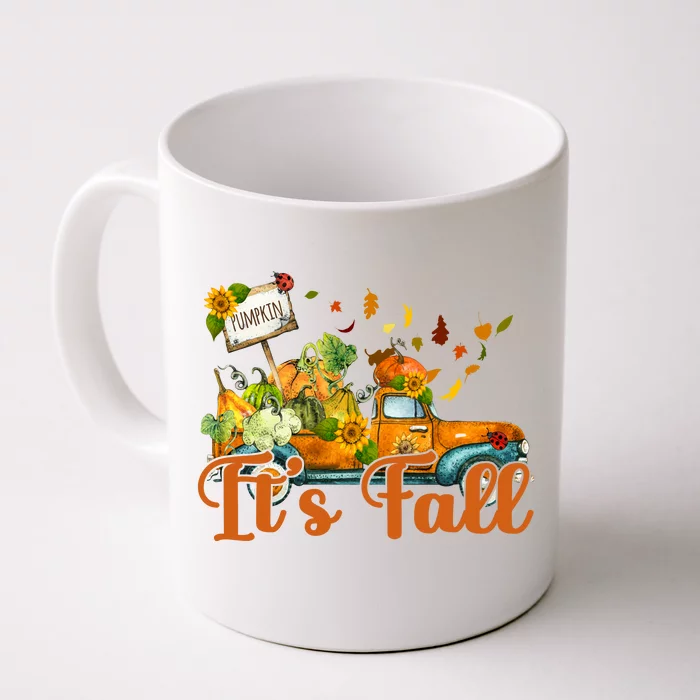 Its Fall Pumpkin Vintage Truck Front & Back Coffee Mug