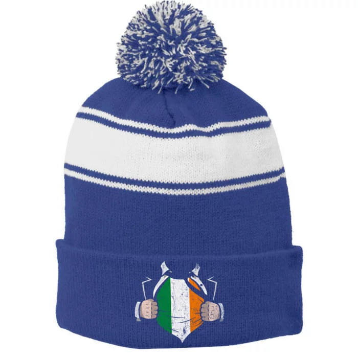 Irish Flag Proud Irish Irish Roots Ireland Gift Stripe Pom Pom Beanie