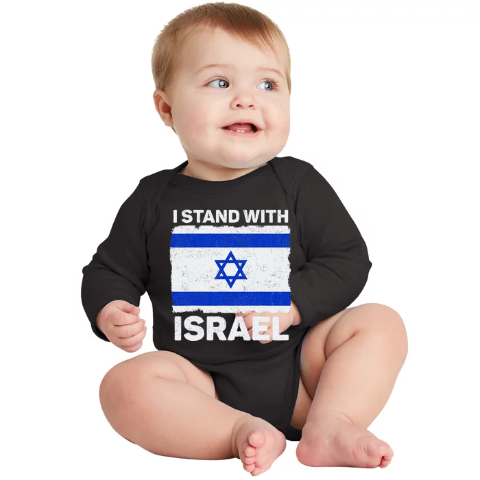 Israel Flag Patriotic Israel I Stand With Israel Baby Long Sleeve Bodysuit