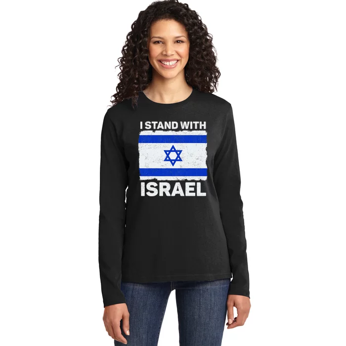 Israel Flag Patriotic Israel I Stand With Israel Ladies Long Sleeve Shirt