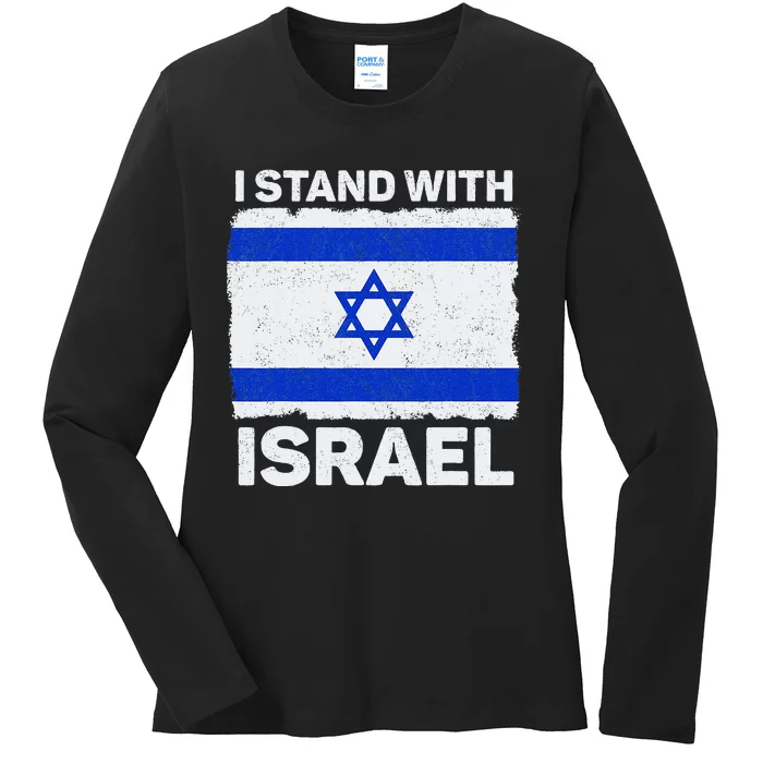 Israel Flag Patriotic Israel I Stand With Israel Ladies Long Sleeve Shirt