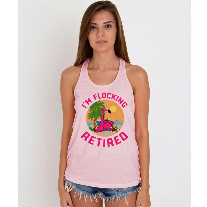 Im Flocking Retired Flamingo Grandma Retiret Pension Gift Women's Knotted Racerback Tank