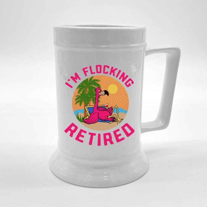 Im Flocking Retired Flamingo Grandma Retiret Pension Gift Front & Back Beer Stein