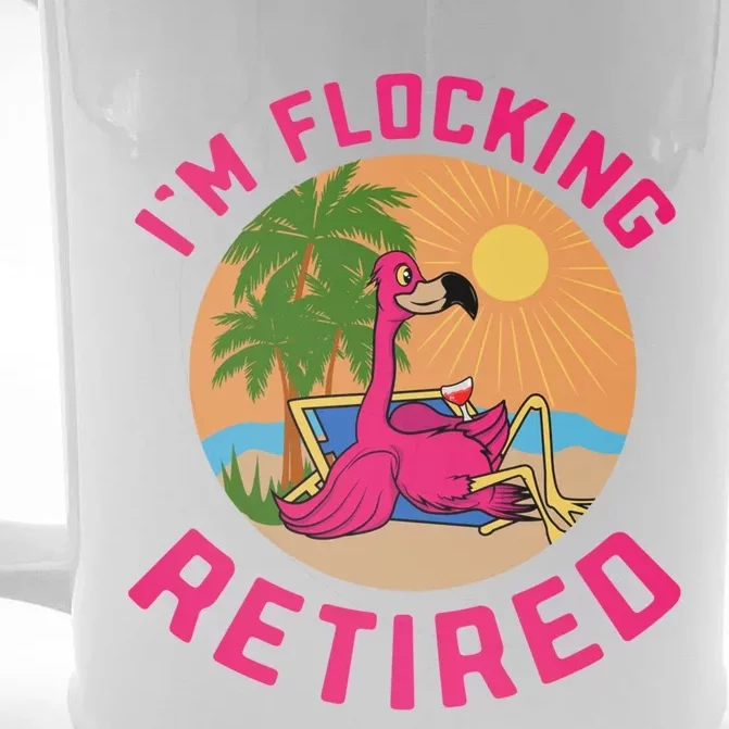 Im Flocking Retired Flamingo Grandma Retiret Pension Gift Front & Back Beer Stein