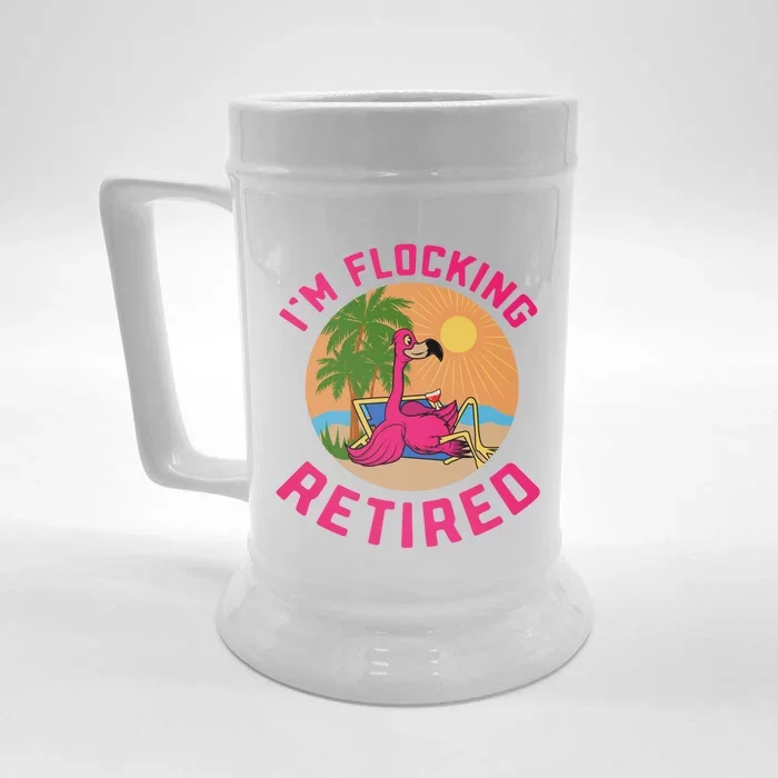 Im Flocking Retired Flamingo Grandma Retiret Pension Gift Front & Back Beer Stein